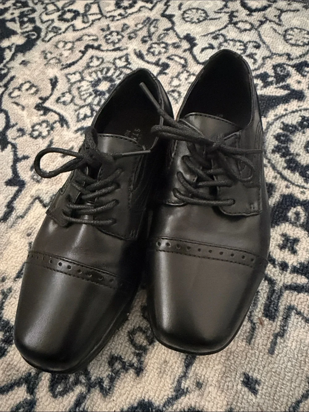 👞 Stafford Classic Black Boy’s Cap-Toe Lace-Up Dress Shoes